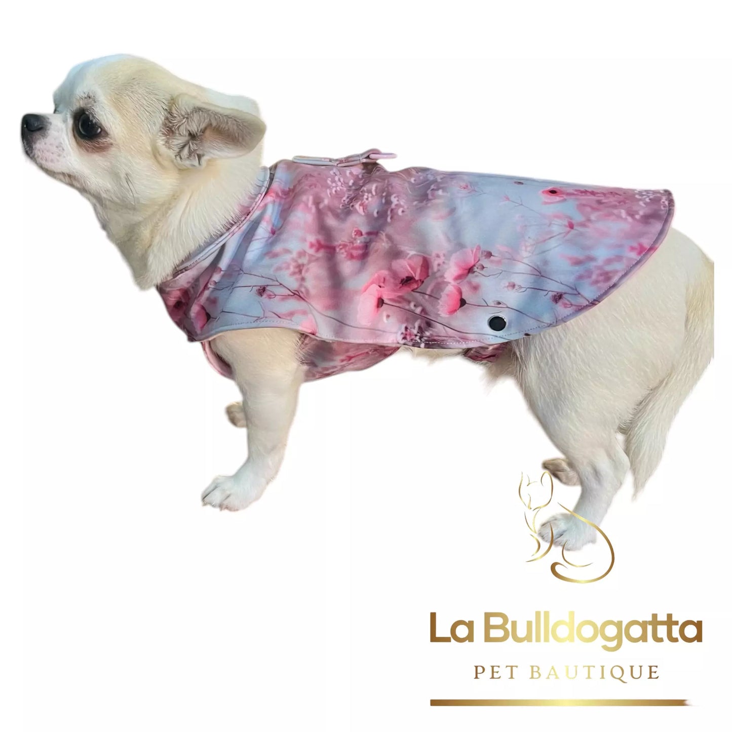 Cappottino impermeabile tecnico softshell fiori 3D per cani di piccola taglia (fino a 6kg) - SU MISURA