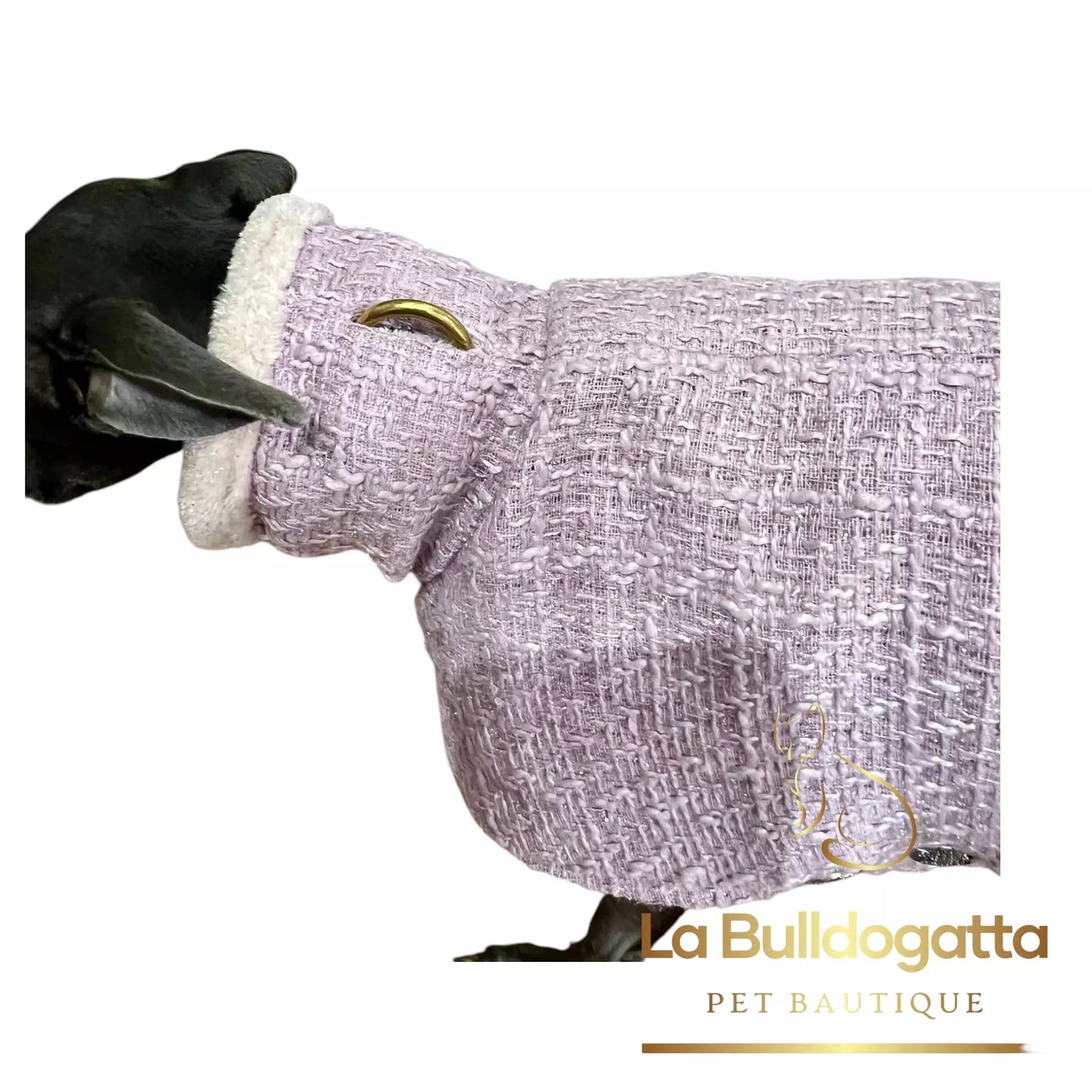 Cappottino reverse tweed/ecopelliccia rosa antico - PICCOLO LEVRIERO ITALIANO - SU MISURA