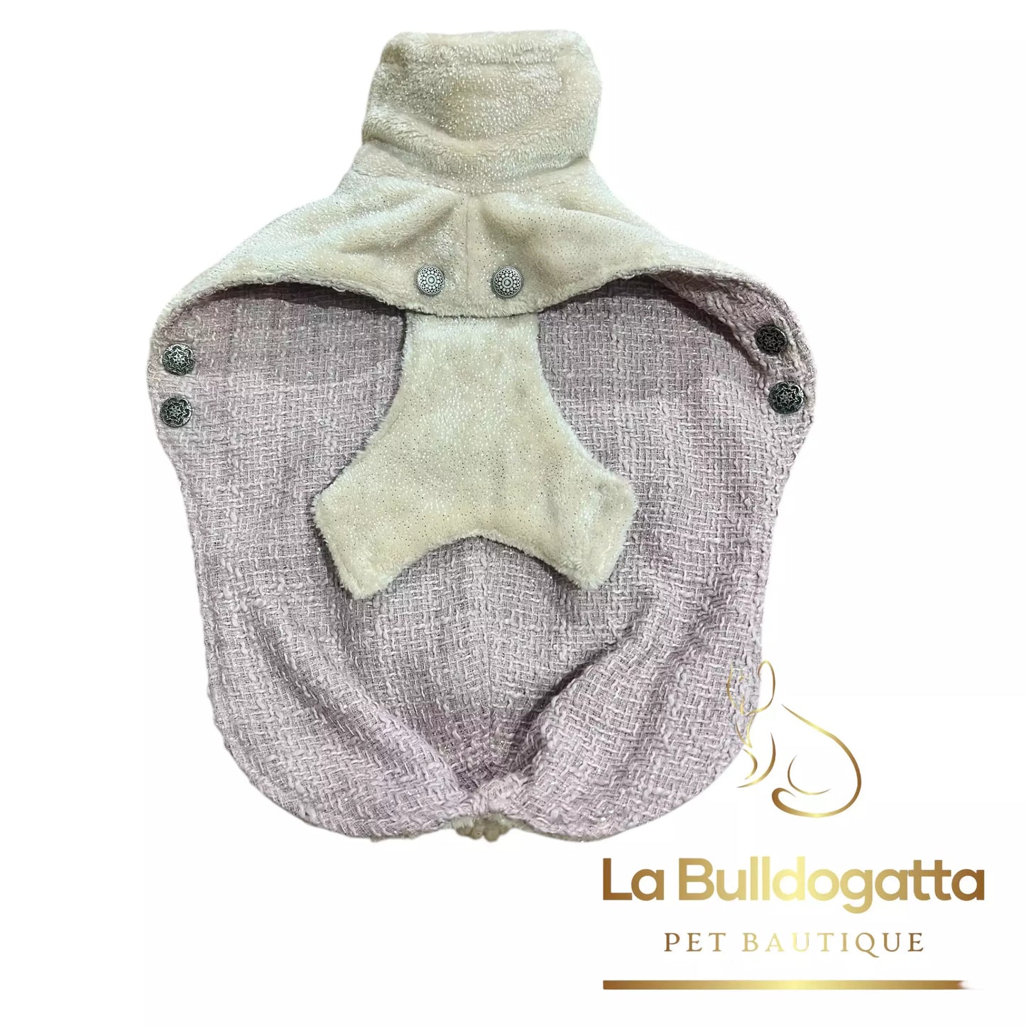 Cappottino reverse tweed/ecopelliccia rosa antico - PICCOLO LEVRIERO ITALIANO - SU MISURA