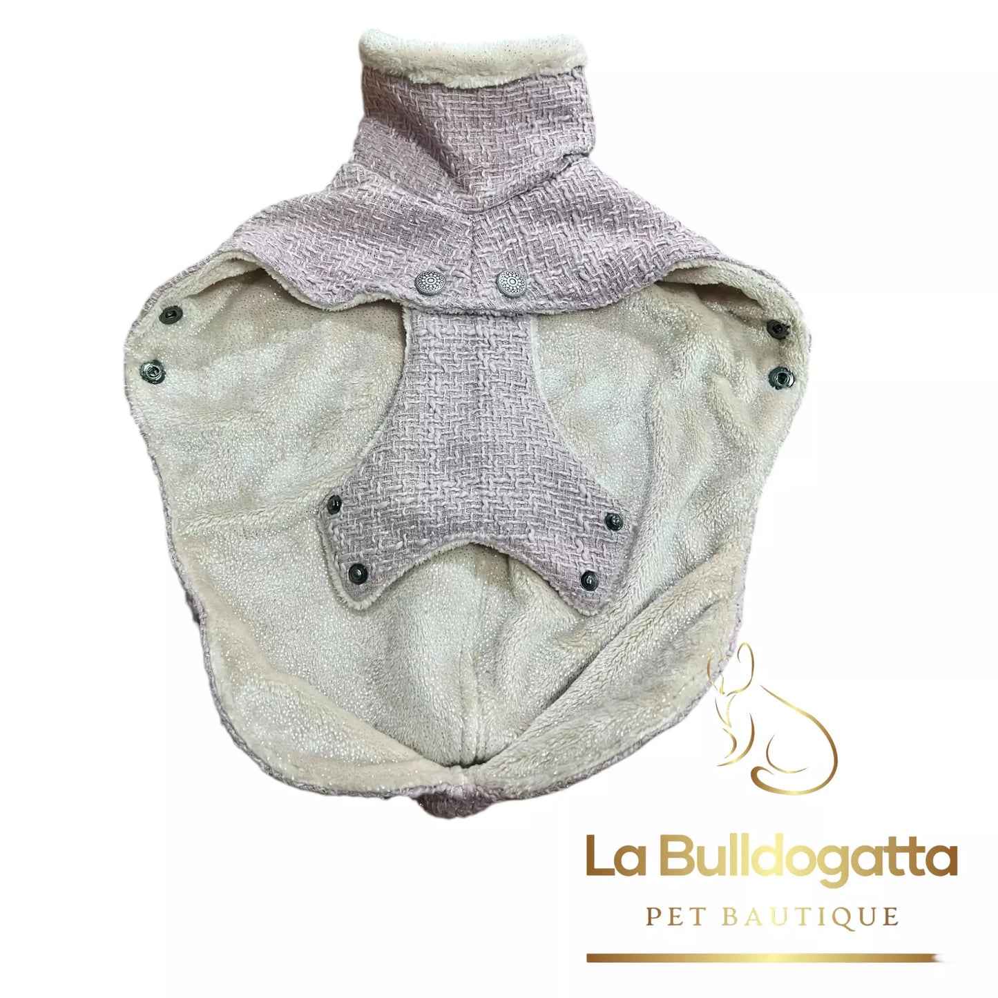 Cappottino reverse tweed/ecopelliccia rosa antico - PICCOLO LEVRIERO ITALIANO - SU MISURA