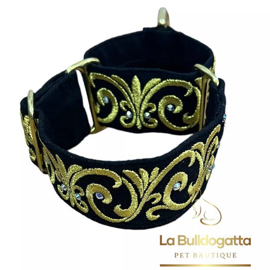 Martingala 40 mm Ramage2 Black Gold Crystals PICCOLO LEVRIERO ITALIANO