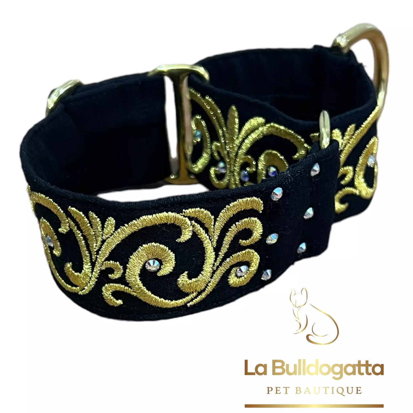 Martingale 40 mm Ramage2 Black Gold Crystals SMALL ITALIAN GREYHOUND