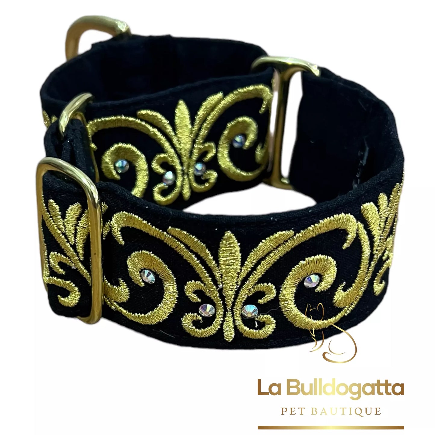 Martingale 40 mm Ramage2 Black Gold Crystals SMALL ITALIAN GREYHOUND