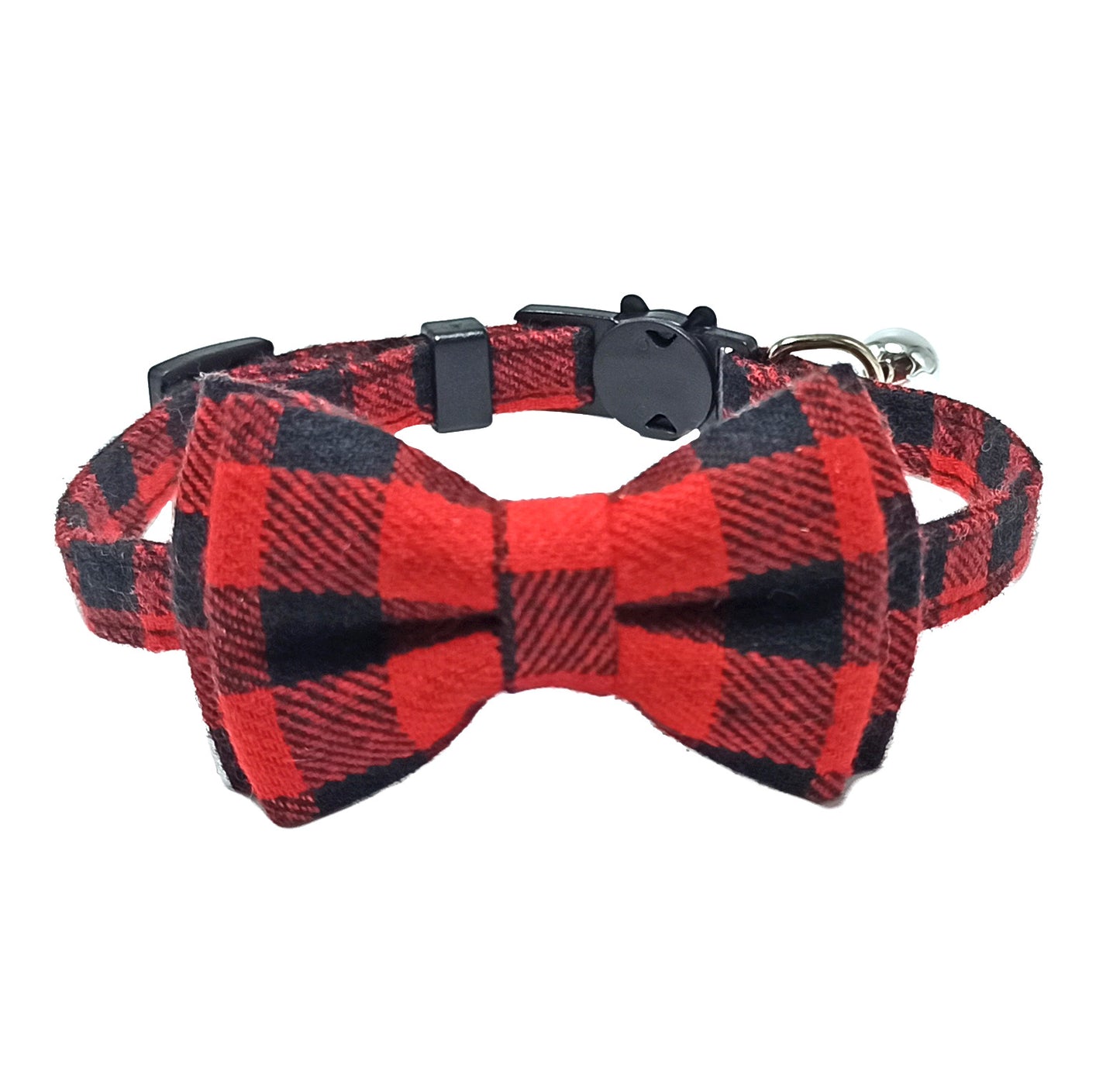 Collarino per gatti con fiocco, fantasia plaid vari colori