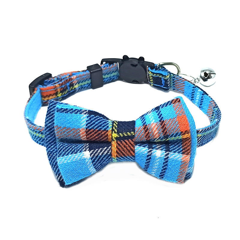 Collarino per gatti con fiocco, fantasia plaid vari colori