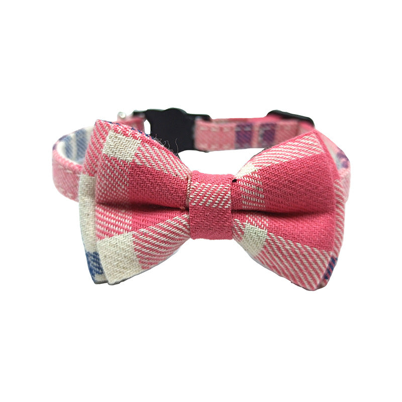 Collarino per gatti con fiocco, fantasia plaid vari colori